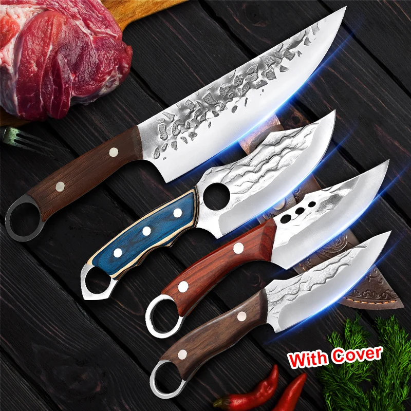 

Boning Knife Outdoor Barbecue Camping Survival Hunting Knife Wood Handle Straight Knife Cleaver Meat Kitchen Knives Chef Cooking