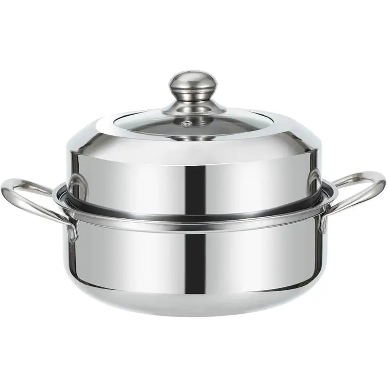 

Steam Induction Pot Steamer Steel Layer Pots Stove For 28cm Cooking Pot Two Thick 1 Cooker Gas Soup Universal Set Stainless