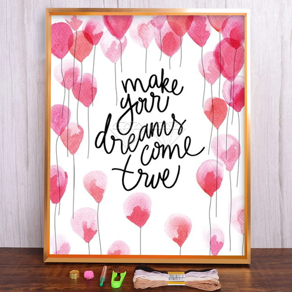 

Greeting Card Love Text Printed 11CT Cross-Stitch DIY Embroidery Full Kit DMC Threads Needlework Handicraft Knitting Mulina