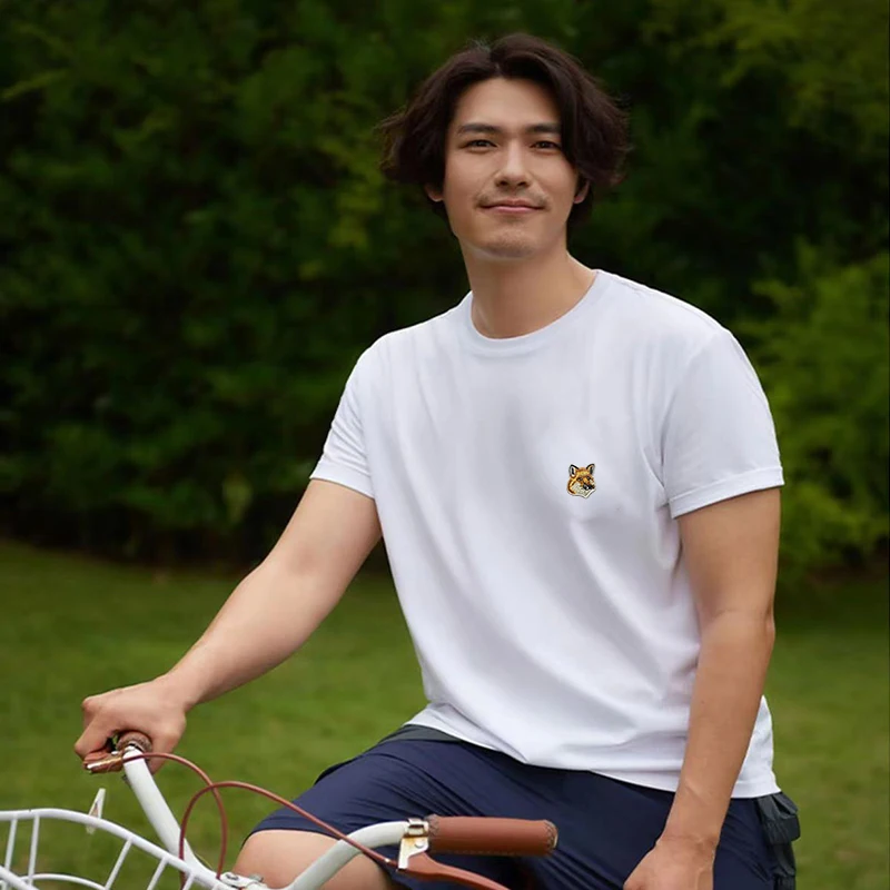 

2022 Summer Fashion fox head embroidered T-shirt For men and women Cotton round neck short sleev Couple casual teen tops