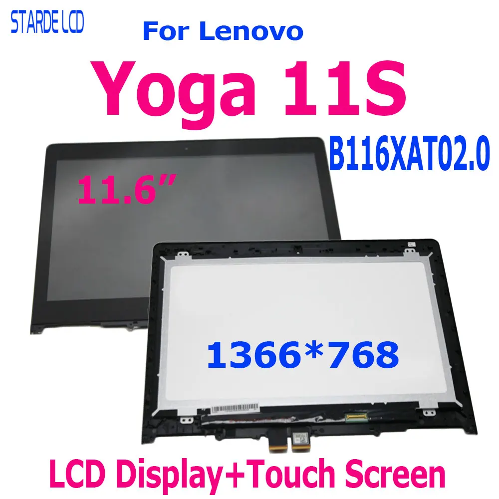 Original 11.6" LED Lcd Display B116XAT02.0 1366*768 For Lenovo Yoga 11S LCD Touch Screen Digitizer Assembly without frame
