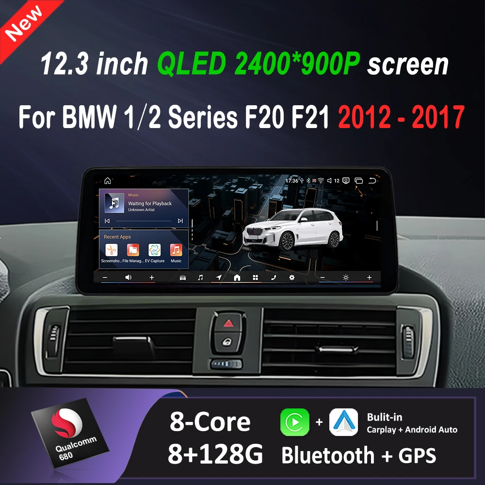 Фото Автомагнитола QLED с Android 15 и мультимедийным плеером для BMW 1 и 2 серий F20 F21 F22 F23 (2012-2017) с беспроводным CarPlay и DSP №1