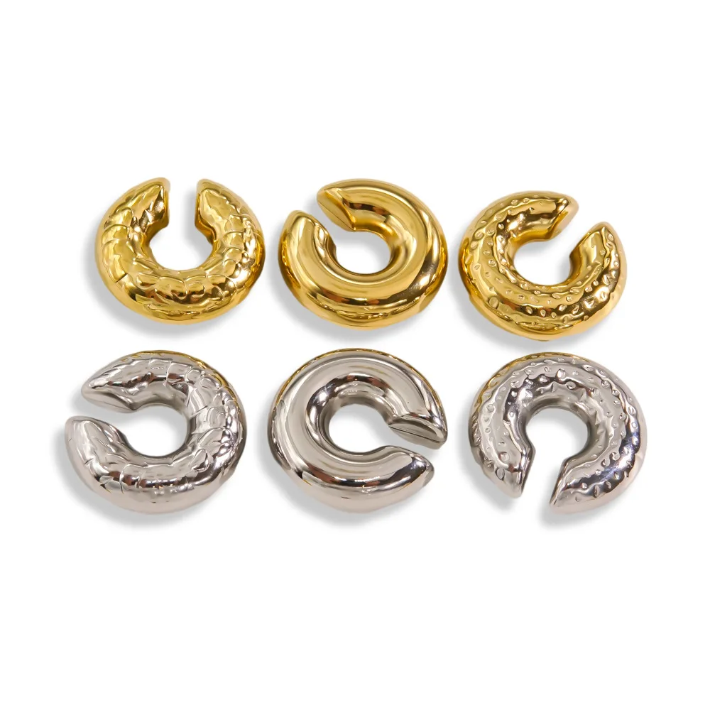 Массивные серьги-каффы carliдана из нержавеющей стали с-образные 18K