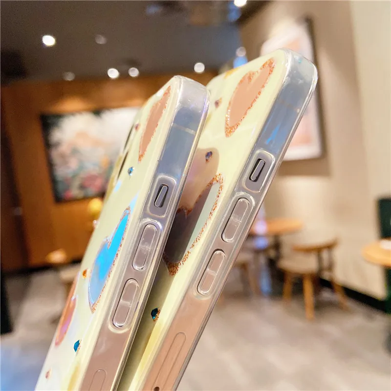 Великолепный милый Блестящий силиконовый чехол со стразами в форме сердца для