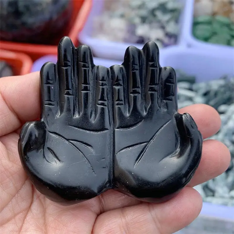 

Natural Obsidian Hand Carving Figurine Crystal Carved Statue Home Ornament Art Collectible Gift 1pcs