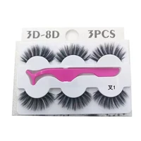 3d natural and realistic thick and long false eyelashes three dimensional new thick multi layer 3 pairs with tweezers