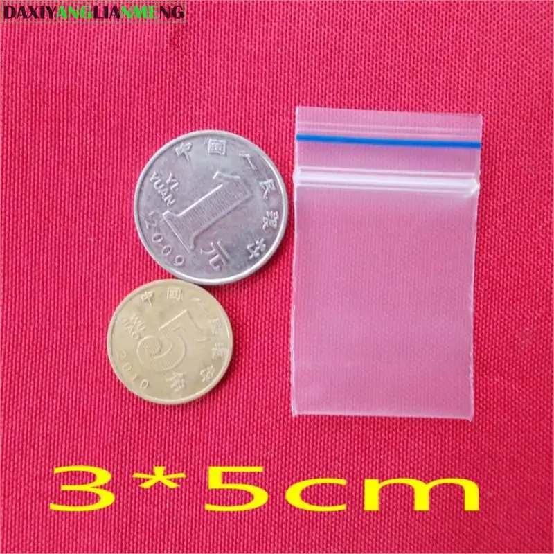 

300pcs WxL: 3x5cm Thickness 0.2mm PE Zipper Plastic Transparent Bag , Zipper Plastic Bag , Clear Zipper Storage Bags