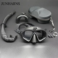 Маска для дайвинга с креплением для камеры Gopro, маска для подводного плавания с низким уровнем громкости, из закаленного стекла, J-type, Черная