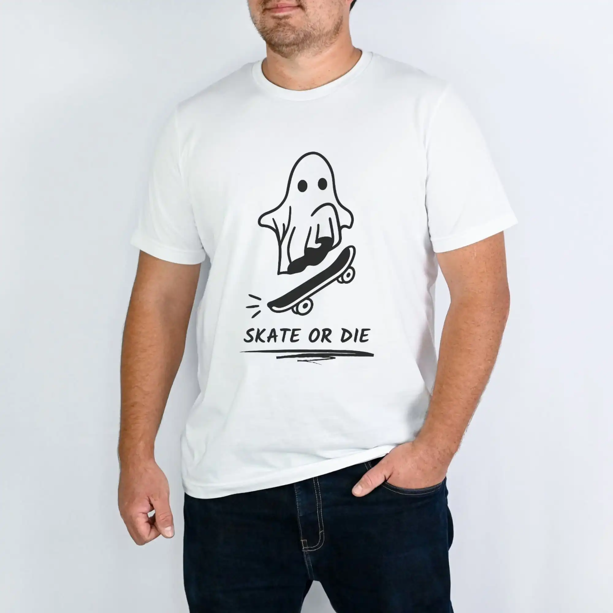Футболка для взрослых скейт или штамп привидение на скейтборде крутой подарок