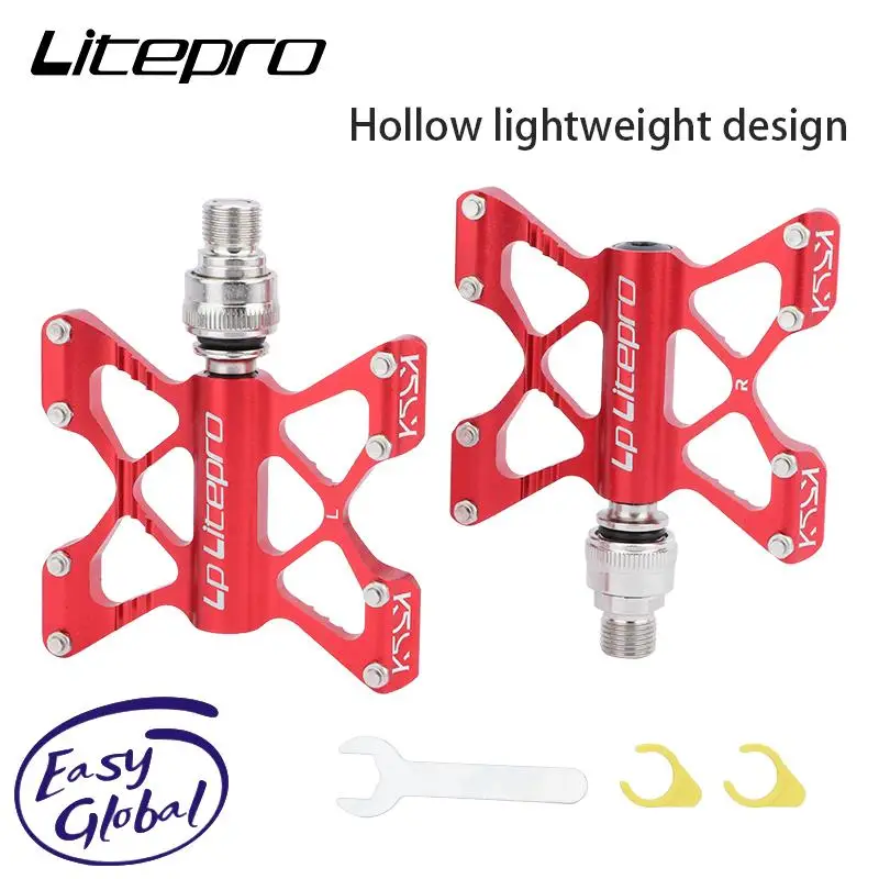 

LP Litepro Quick Release Pedal Widened Non-slip Ultralight Aluminum Alloy Road MTB Pedals DU Sealed Bearing Folding Bike Pedals