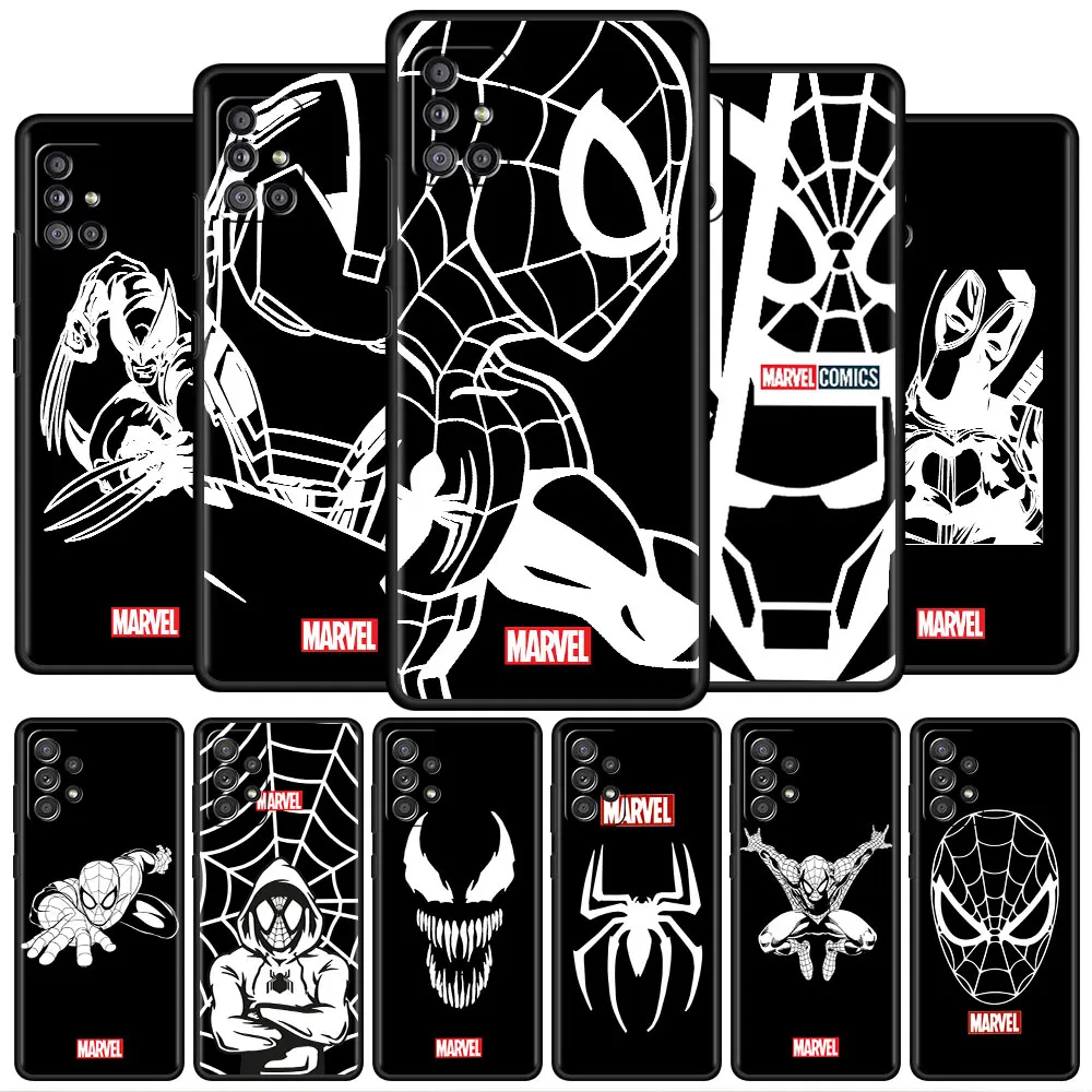 

Marvel Super Cool Sense of Line Phone Case For Samsung Galaxy A52 A32 A12 A71 A72 A21s A22 A13 A33 A50 Black Funda Soft Cover