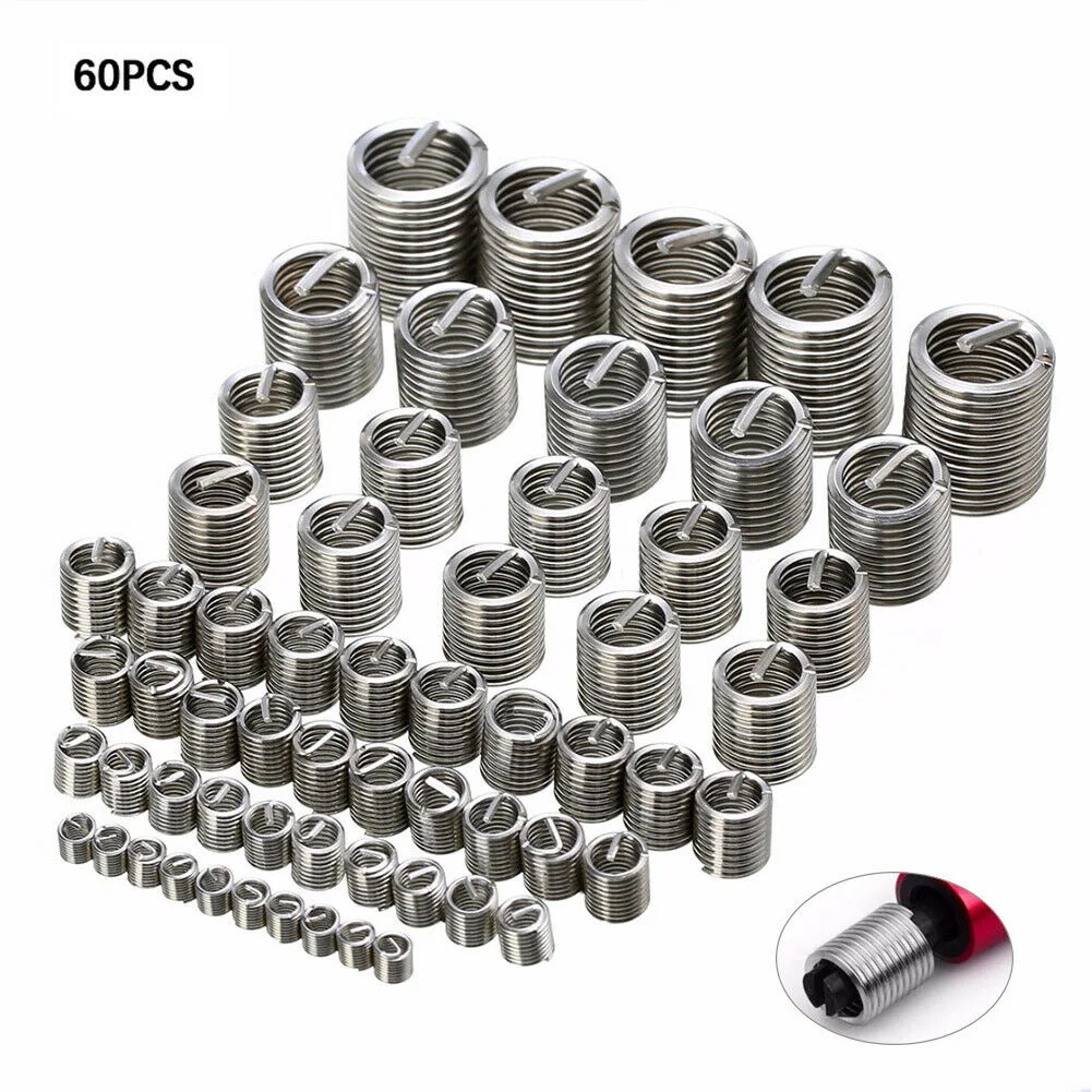 

60pcs Stainless Steel Thread Repair Tool Kit M3/M4/M5/M6/M8/M10/M12 Metric Helicoil Thread Repair Insert Set Hardware Fasteners