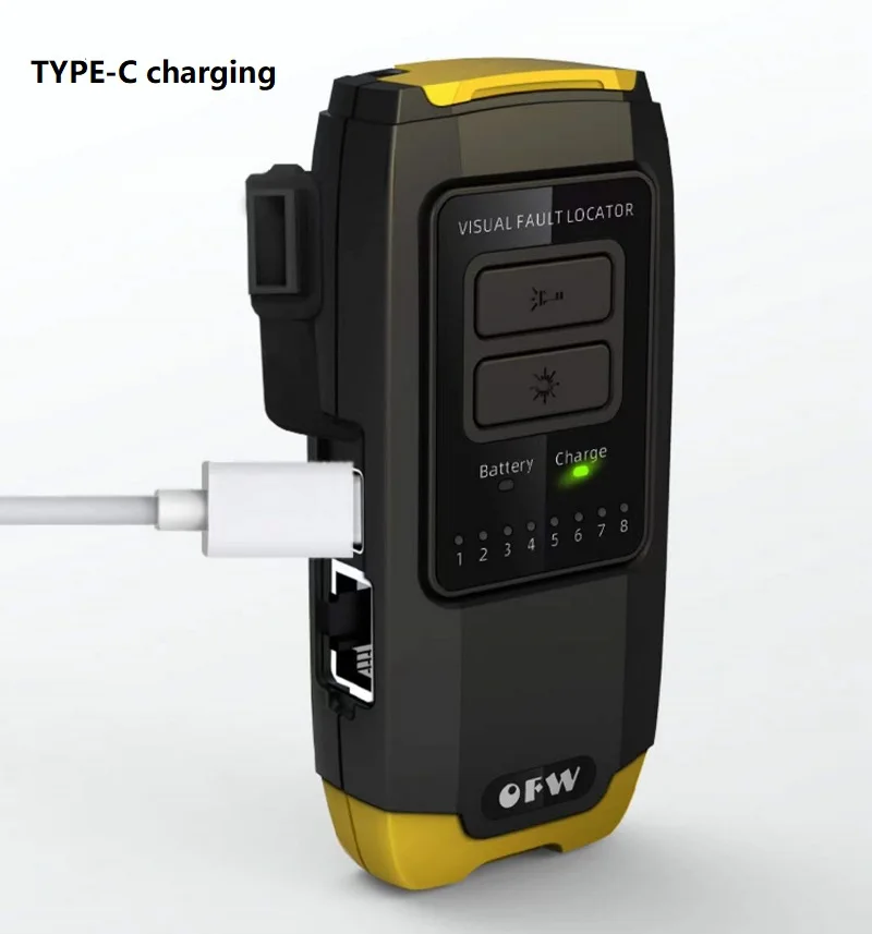 2022 Lithium Battery FTTH Visual Fault Locator 15KM 20KM 30KM TYPE-C Rechargeable Laser Source VFL 30MW