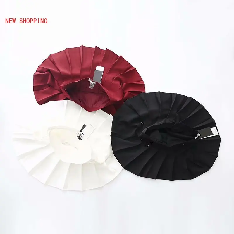 Женская плиссированная юбка в клетку черная или красная короткая с высокой