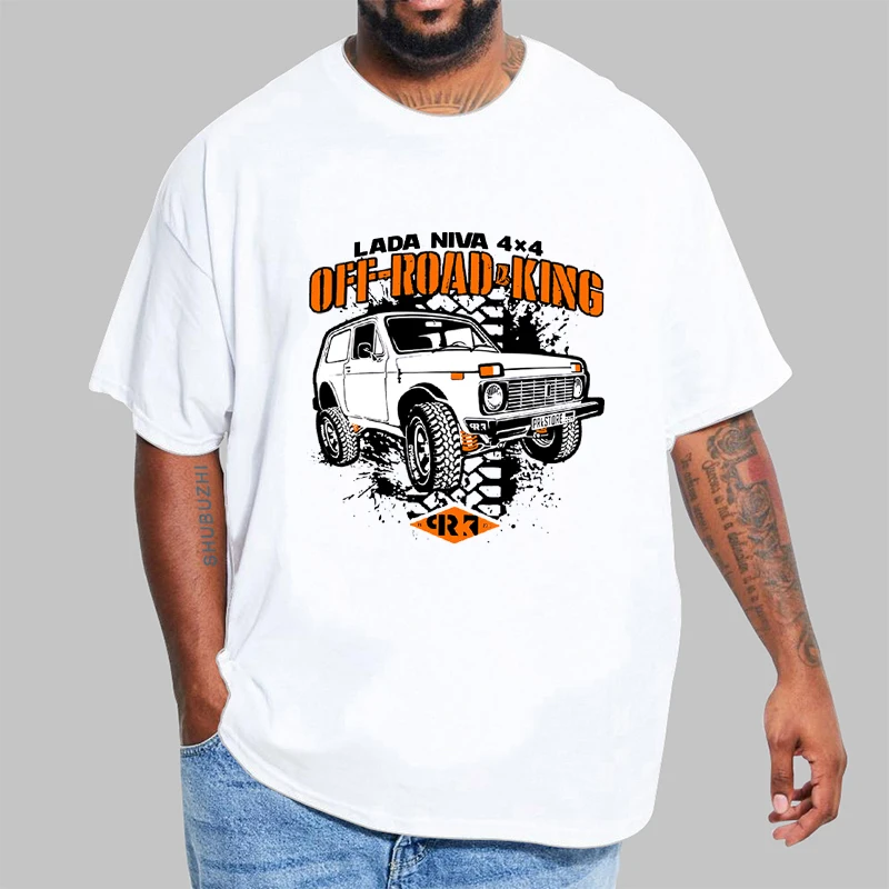 Летняя мужская черная футболка LADA NIVE 4X4 хлопковая Футболка для бездорожья KING