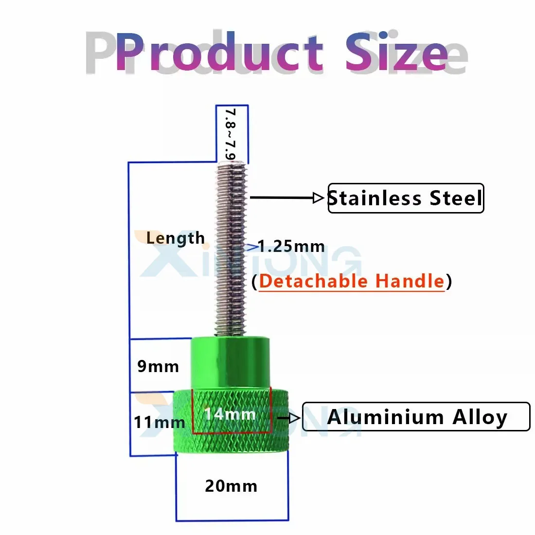 1Pcs M8 Aluminium Alloy+Stainless Steel Knurled Thumb Screws Hand Grip Knob Bolts L:6mm-100mm For Adjust Fixed Bolt