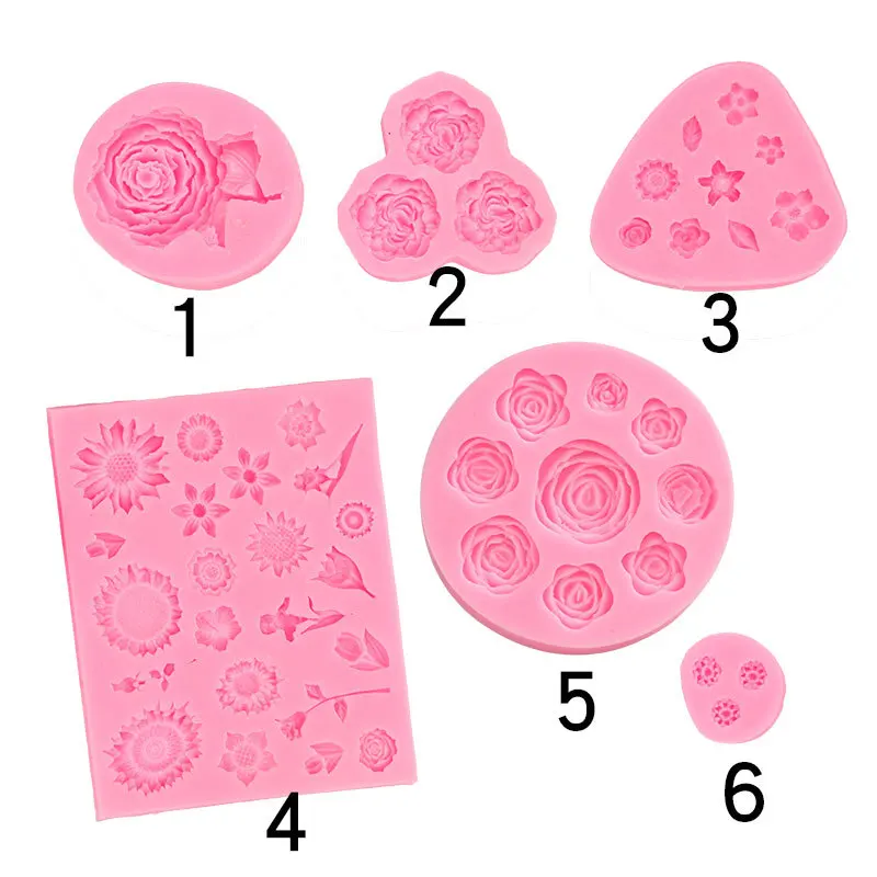 

3D Cake Mold Cupcake Jelly Candy Chocolate Decoration Baking Tool Moulds Cartoon Flower & Leaf Silicone Fondant Soap