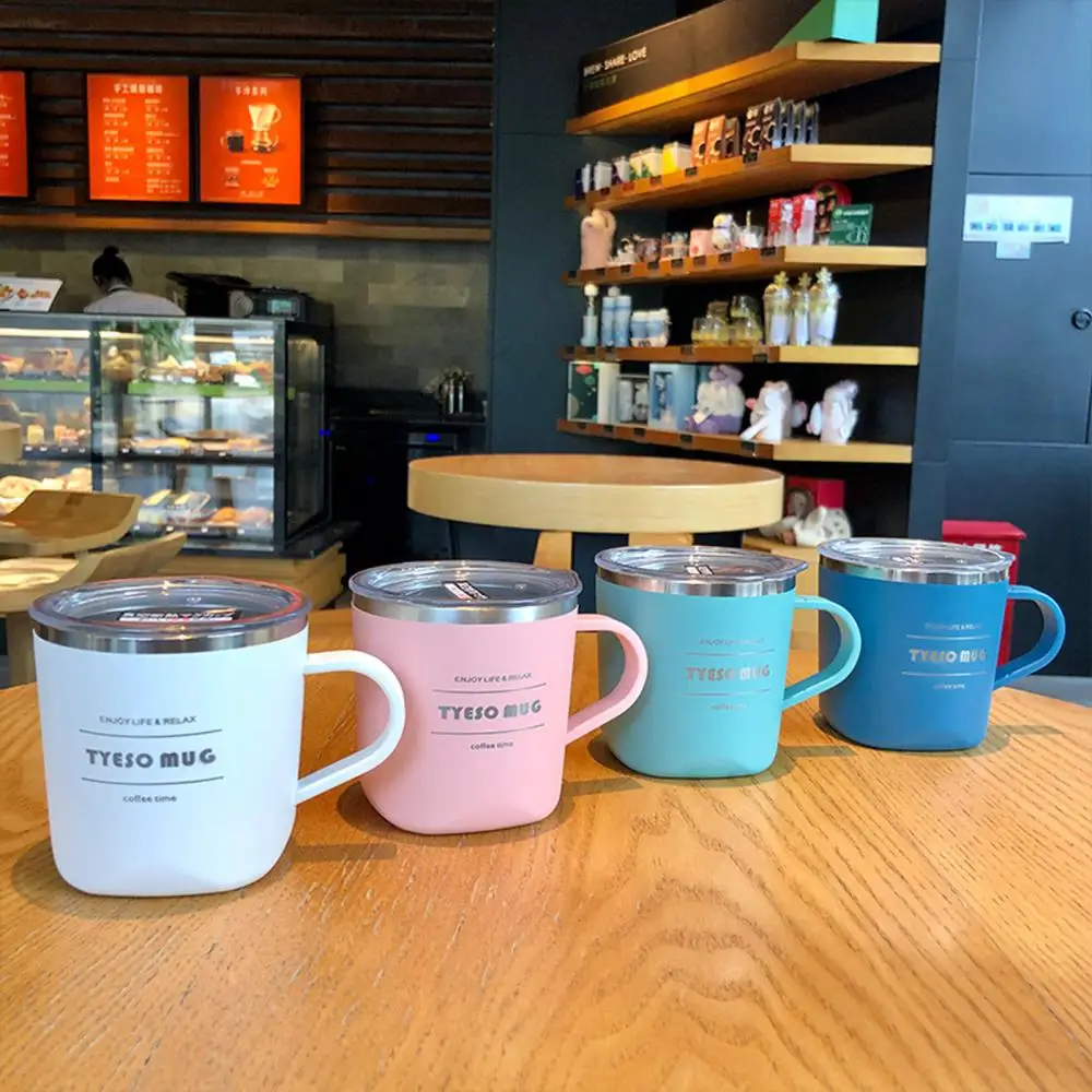 

Leak-proof Office Cup For Home Office With Lid Travel Vacuum Flask 304 Stainless Steel Simple Thermos Mug With Handle Drinkware