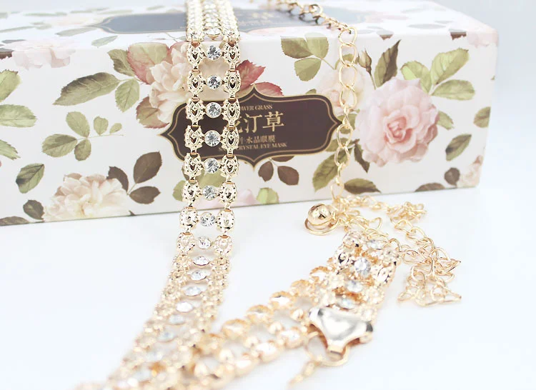 Модный женский ремень с высокой талией золотистый металлической цепочкой