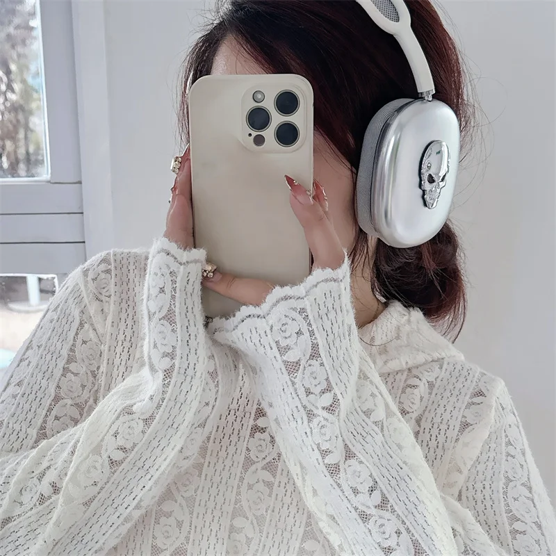 Фото Прохладный металлический чехол для Airpods Max, защитный декор в виде скелета для наушников Apple, чехол для Airpods Max, защита гарнитуры Capa №2