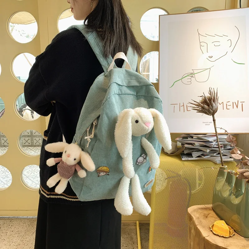 Новый милый плюшевый рюкзак в японском студенческом стиле с кроликом, мягкая школьная сумка для девочек, Забавный индивидуальный рюкзак