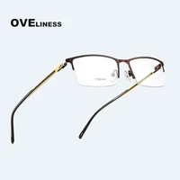 titanium alloy glasses frame men ultralight square eye myopia prescription eyeglasses male half screwless eyewear optical frame
