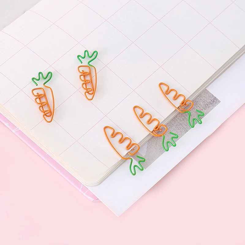 

10 Pcs Creative Colorful Fruit Cute Carrot Shaped Paperclip Large Curved Pins School Office Stationery Supplies