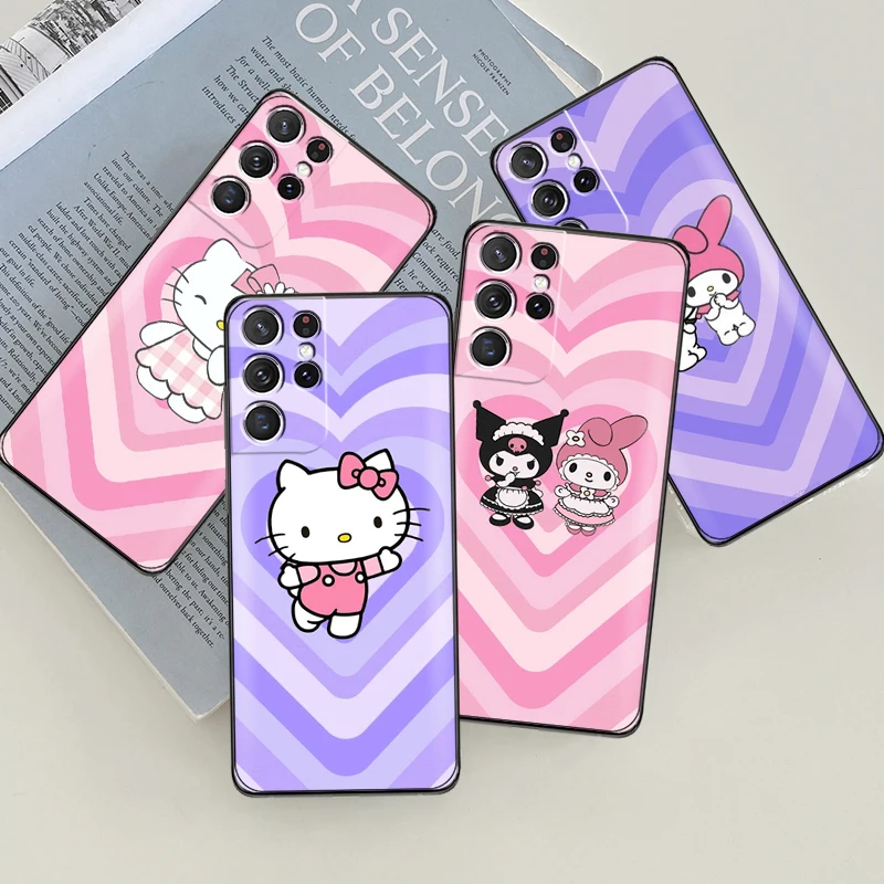 

Japan Holle Kitty Phone Case For Samsung Galaxy S22 S21 S20 Ultra FE 5G S22 S10 10E S9 Plus Coque Silicone Cover Liquid Silicon