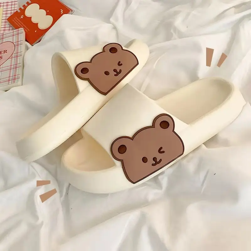 

2022 summer new men's and women's slippers, cute bear thick-soled slippers, indoor home couple sandals and slippers