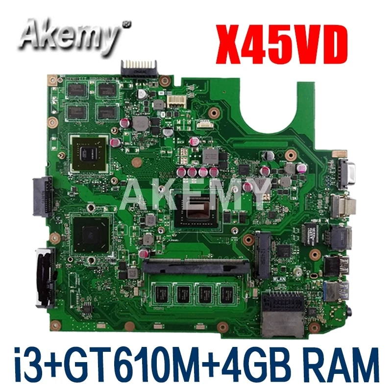 

X45VD Laptop Motherboard For ASUS X45V X45VD Laptop motherboard 100% Tested W/ GT610M GPU + i3 CPU + 4GB RAM