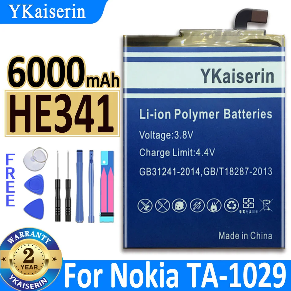 Аккумуляторная батарея ykaisin для Nokia TA-1029 сменная HE341 HE 341 6000 мАч + Бесплатные
