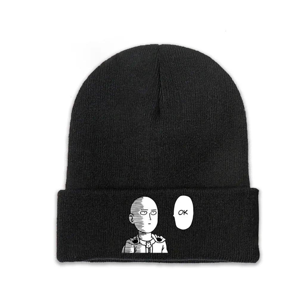 

One Punch Man Knitted Hat Women's Men's Beanies Autumn Winter Hats Saitama OPM Oppai Anime Manga Crochet Melon Cap
