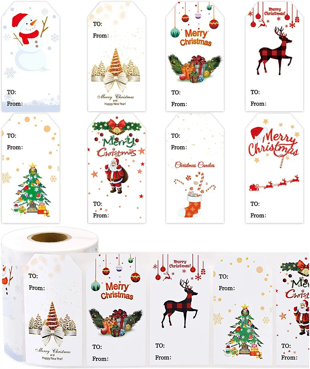 

300 шт., новогодние наклейки на ёлку