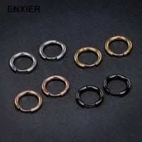 enxier 1pairs2pcs stainless steel circle hoop earrings women men girls black gold color round earrings simple jewelry