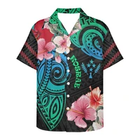 polynesian traditional 2022 mens shirts hibiscus print spring and summer clothes short sleeved new design v neck mens shirts