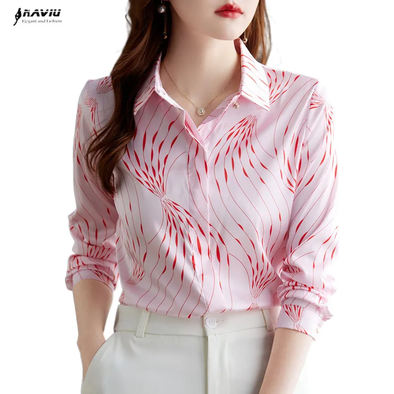 

Chiffon Shirt Women Autumn New Professional Temperament Formal Work Clothes Print Long Sleeve Blouses