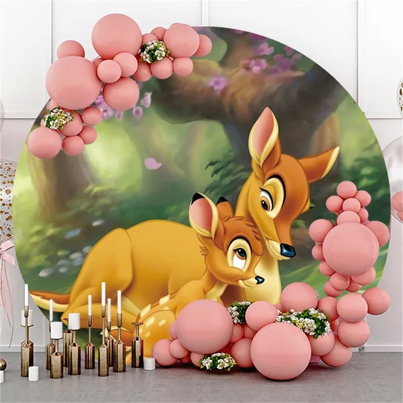 

Пользовательский фон Disney закругленные Бэмби свадебное украшение детский день рождения фотозона настенные фоны праздвечерние чные украшен...