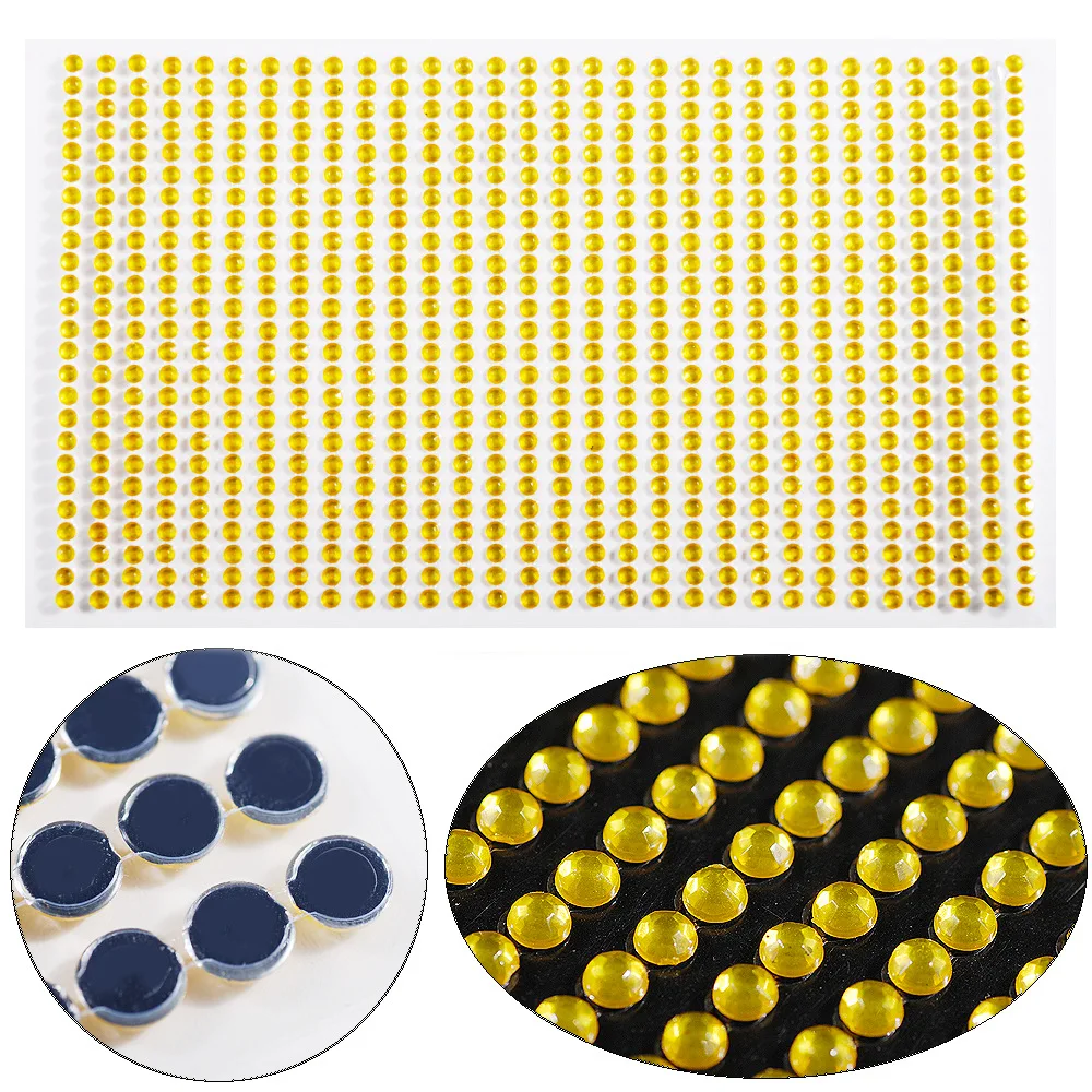 

Детская игрушечная наклейка 3 мм «сделай сам», наклейка, желтые кристаллы, стразы, самоклеящиеся, скрапбукинг, рамки для картин, наклейки