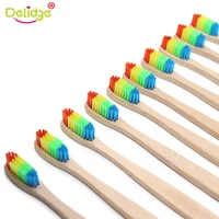 environmentally natural wood rainbow bamboo toothbrush soft bristles bamboo fibre wooden handle toothbrush oral care