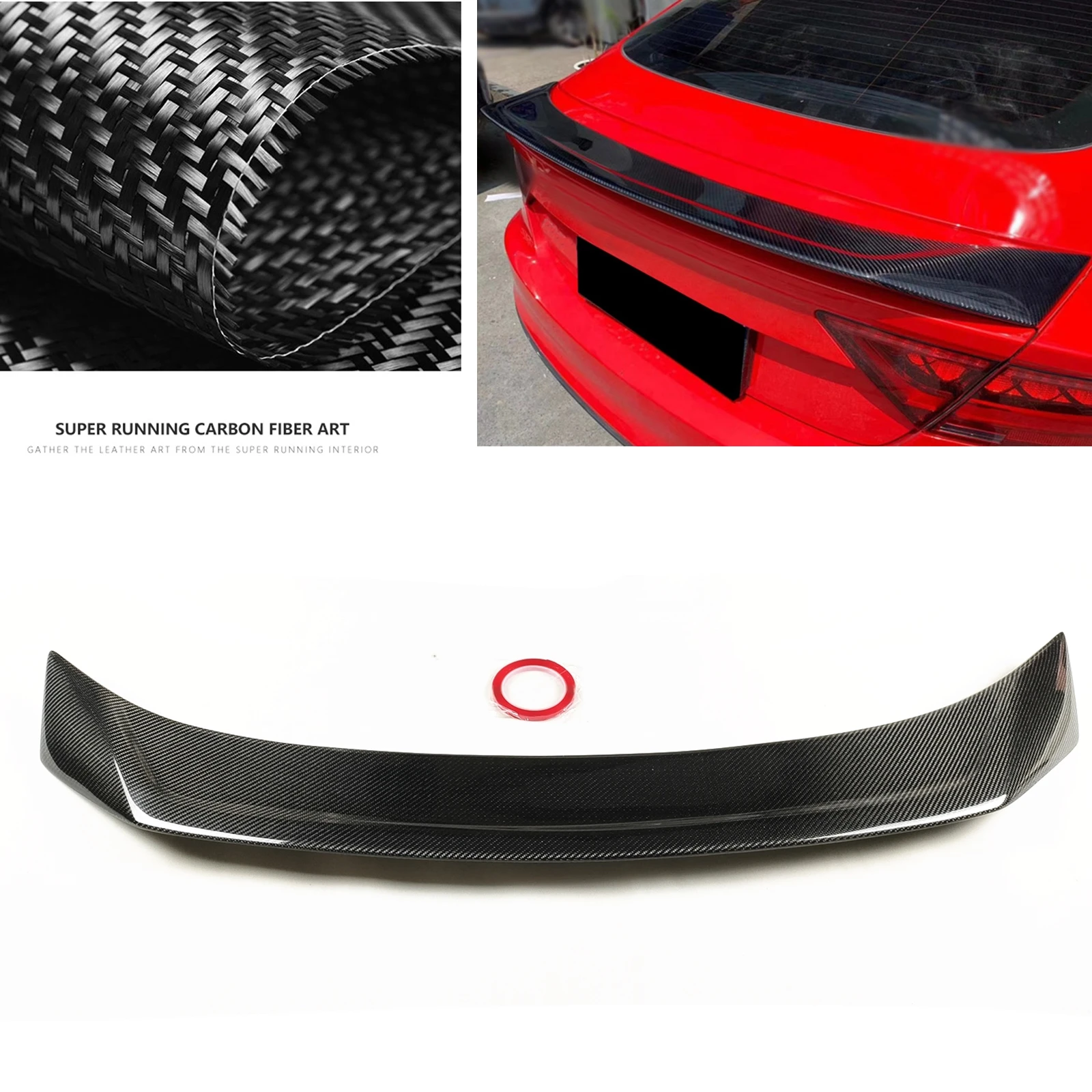 

Rear Spoiler Wing For Audi A7 S7 RS7 2013-2017 Carbon Fiber Car Roof Tailgate Flap Trunk Lid Decklid Trim Body Kit Splitter Lip