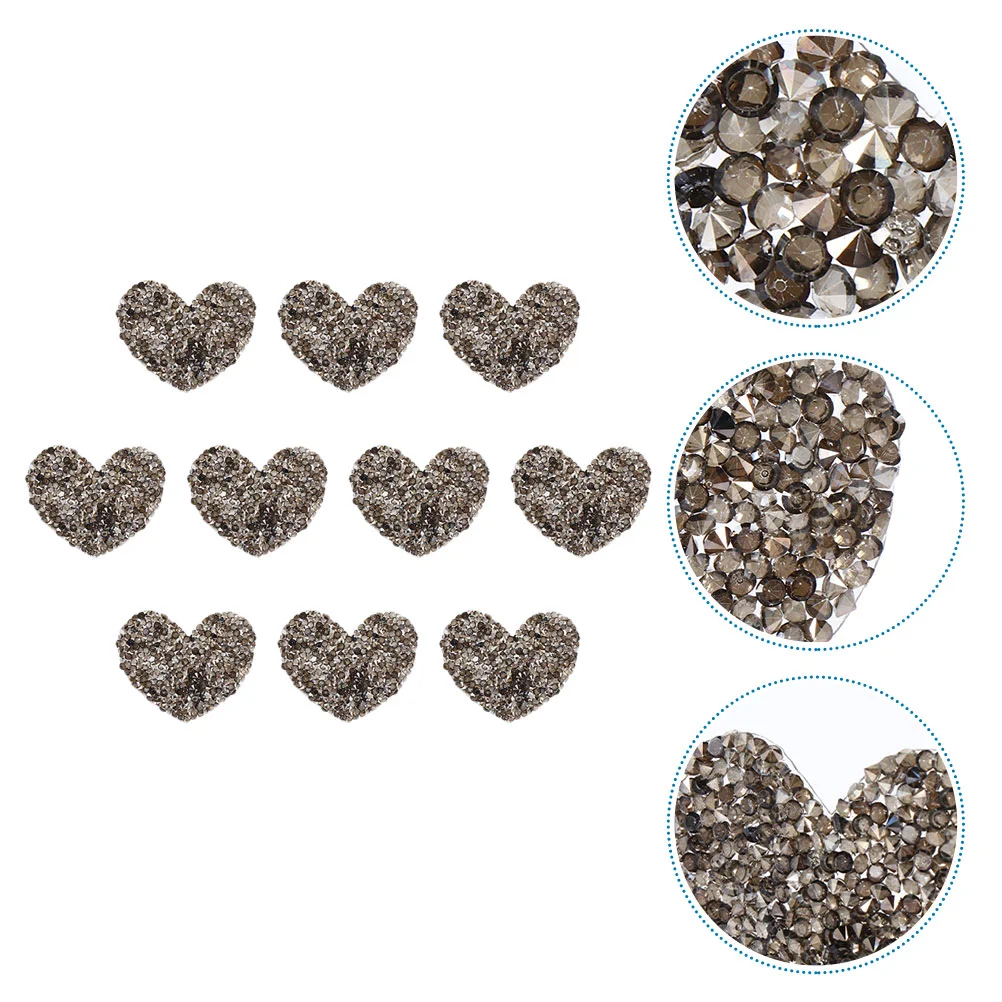 

10pcs Rhinestone Delicate Glitter Heart Shaped DIY Applique Charm Patch Stickers