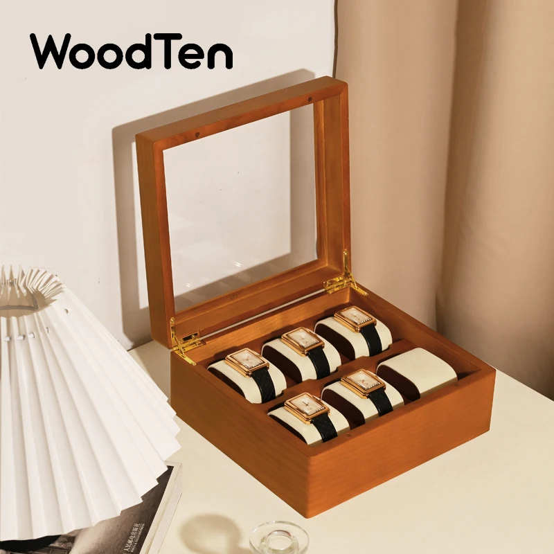 Фото WoodTen 1/2/6 сетка коробка для часов деревянный органайзер для часов портативная подушка для хранения часов сумка коробка для часов ювелирный браслет наручные часы чехол №1