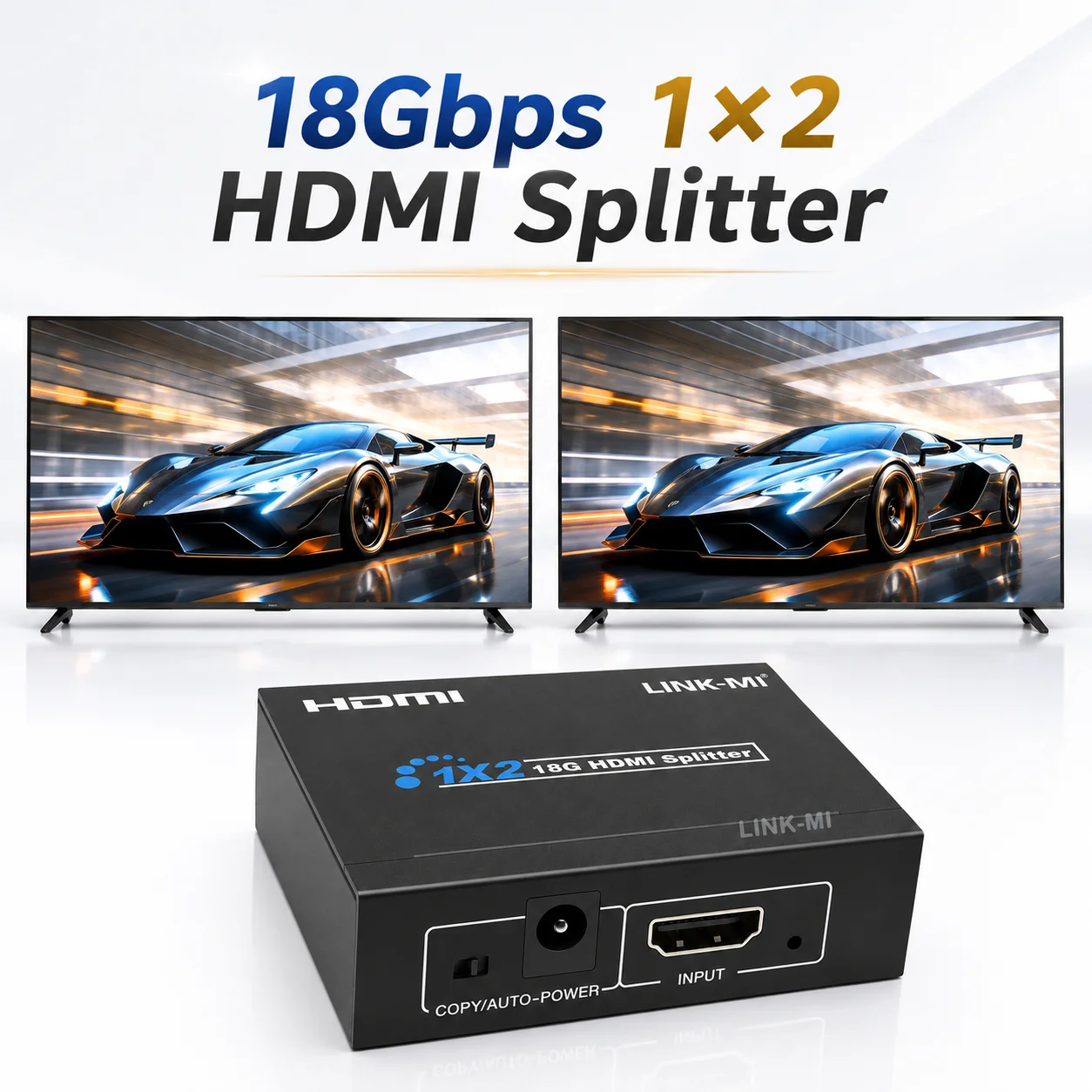 Фото HDMI-сплиттер 18 Гбит/с 1x2, 4K 60 Гц, 4:4:4, HDMI 2.0b, 1 вход 2 выхода, HDR, HDCP 2.3, 1.4, EDID, CEC, 3D, аудио №1