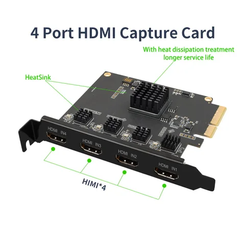 Acasis 4-канальный HDMI-совместимый PCIE видео Захват карта 1080p 60fps OBS для прослушивания прямой трансляции потокового адаптера Quad порты