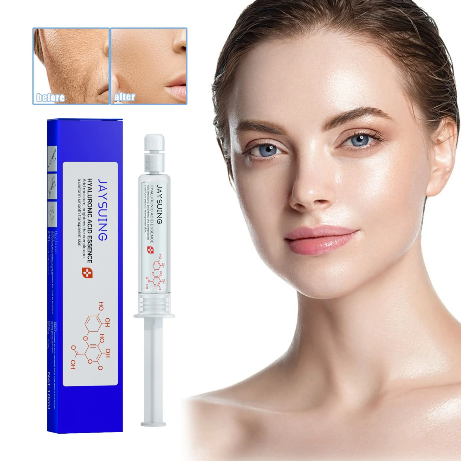 

Hyaluronic Acid Serum for Face Reduces Enlarged Pores Fade Fine Lines Moisturizing Whitening Brightening Saggy Skin Essence 10ml