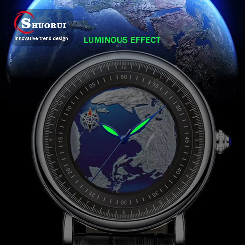 Часы наручные SHUORUI Мужские кварцевые модные деловые повседневные роскошные