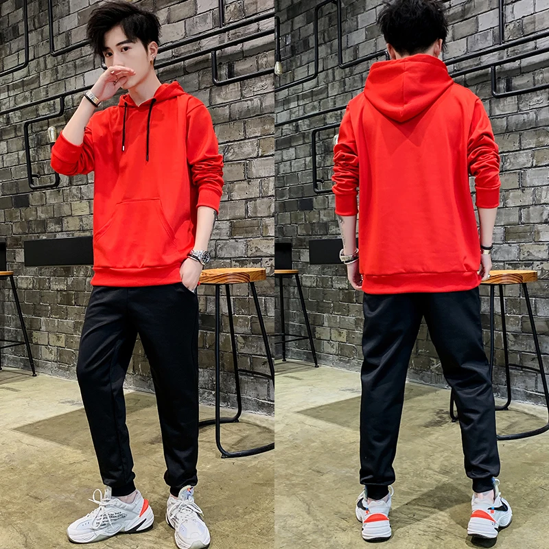 New Korean Teenagers Set Men'S 2022 Handsome Hooded Sports Leisure Fashion Student Spring And Autumn Two-Piece Suit