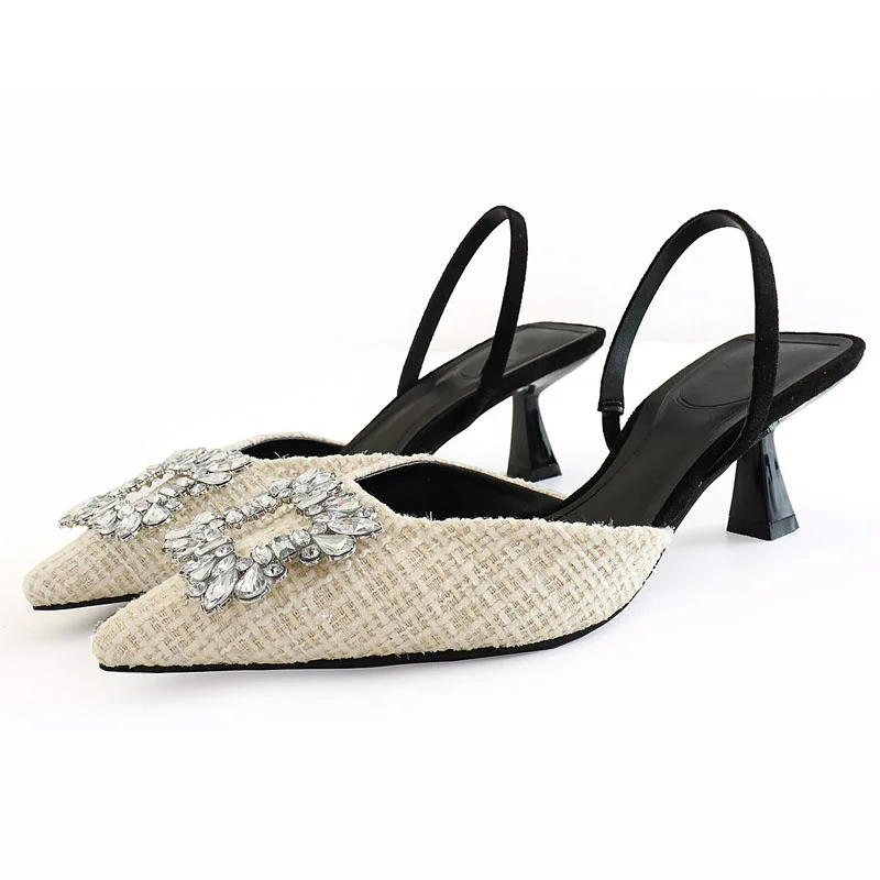 

Woman Luxury Rhinestone High Heels Women Heeled Sandals Sexy Slingback Pumps Elegant Dress Heels Pointed toe Shoes 2023