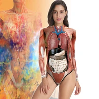swimwear one piece swimsuit female bathing triangle suit human tissue print beach surfing carnival party costume
