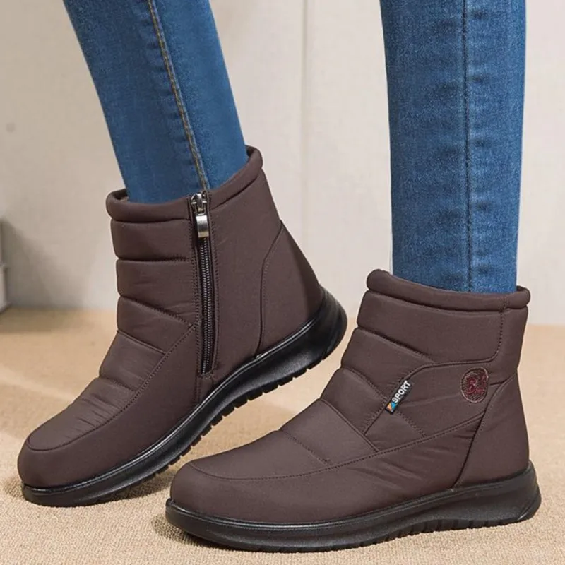 

Snow Women Boots New Shoes For Women zipper Platform Shoes Woman Flat Waterproof Ankle Boots Fur Botas Mujer Winter Shoes